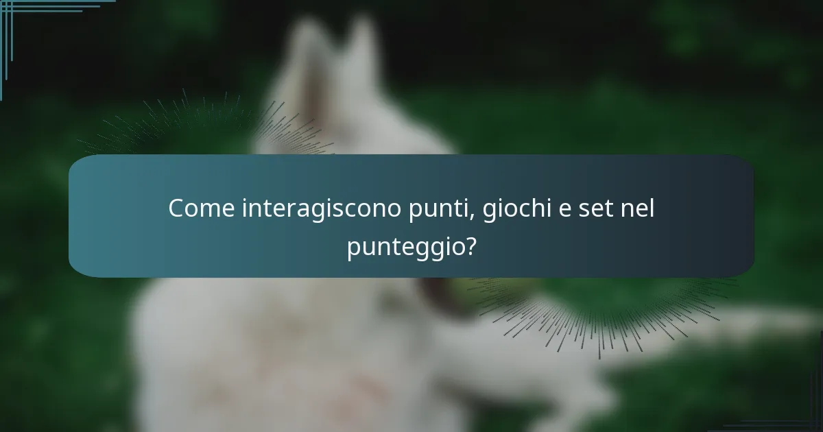 Come interagiscono punti, giochi e set nel punteggio?