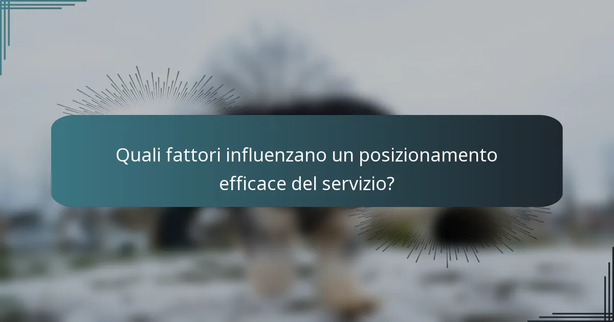 Quali fattori influenzano un posizionamento efficace del servizio?